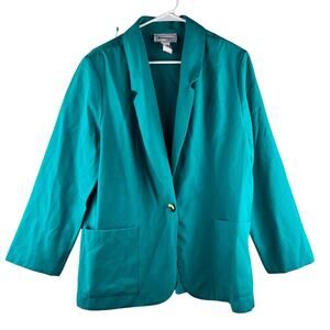 Requirements Vintage Teal Single Breasted Blazer Women's 12 Casual Career USA